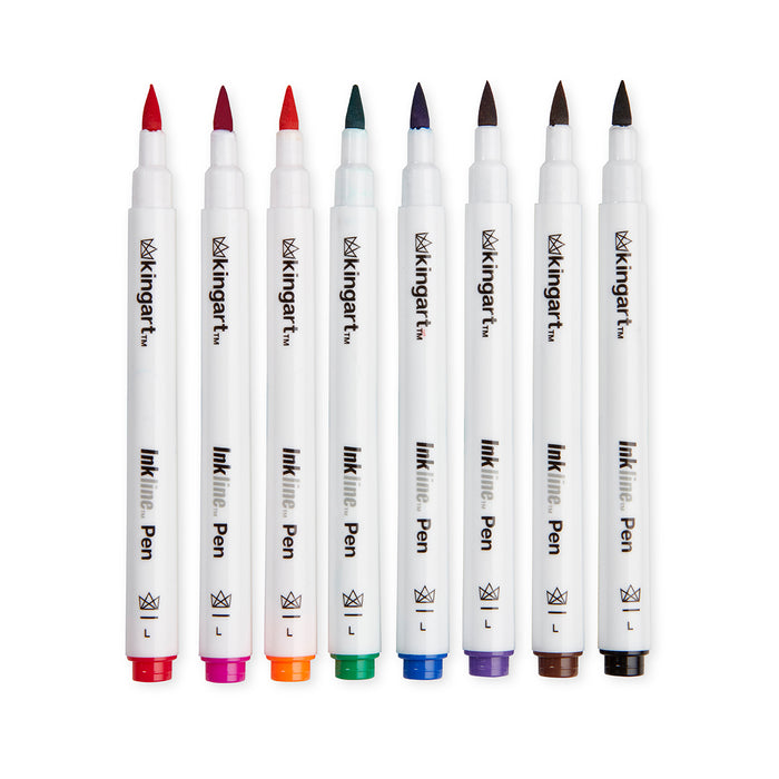 KINGART® Inkline™ Fine Line Art & Graphic Pens, Archival Ink, Set of 8 Unique Colors, Large Fine Point - KINGART