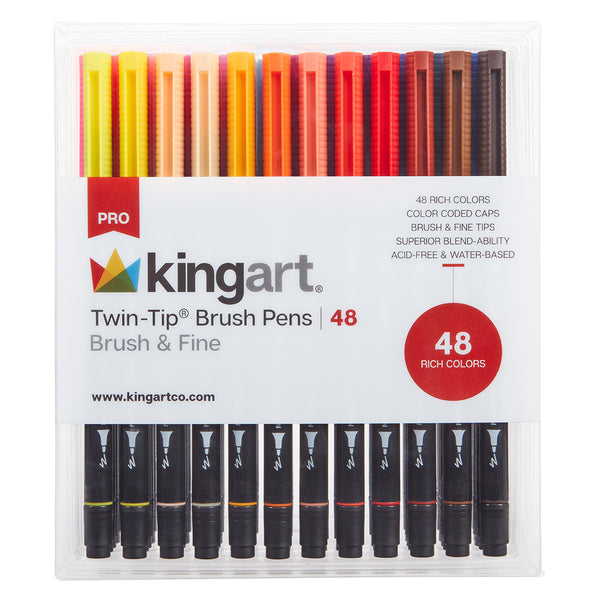 Kingart Dual Tip Brush Pen Set - Set of 96 