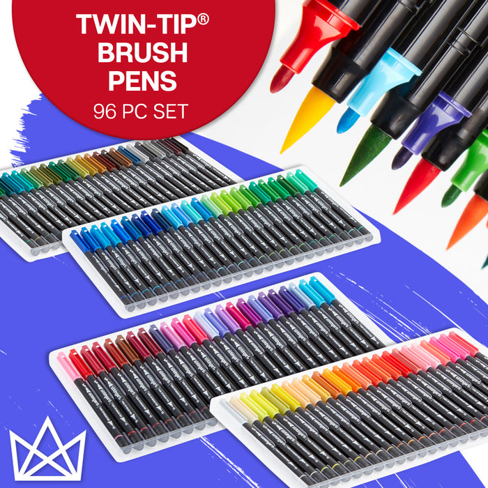 KINGART® PRO Twin-Tip™ 445 Series Brush Pen Art Markers, Set of 96 Unique & Vivid Colors - Pro - KINGART®