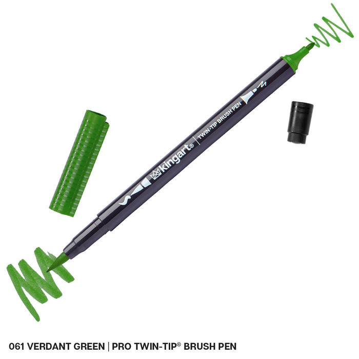 KINGART® PRO Twin-Tip™ 445 Series SINGLE Color Brush Pen Artist Markers (96 colors available)