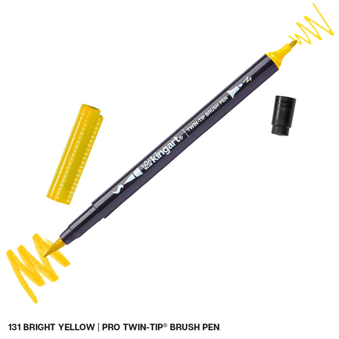 KINGART® PRO Twin-Tip™ 445 Series SINGLE Color Brush Pen Artist Markers (96 colors available)