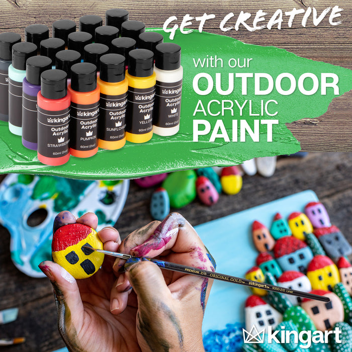 KINGART® Outdoor Waterproof Acrylic Paint, 60ml (2oz) Bottle, Set of 20 Unique Colors - Studio - KINGART®