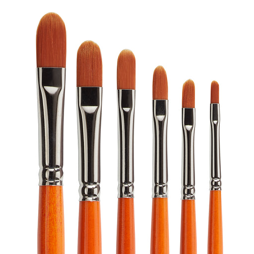 KINGART® Radiant™ 6500 Filbert Series Premium Golden Synthetic Brushes for Acrylic, Oil and Watercolor, Set of 6 - KINGART