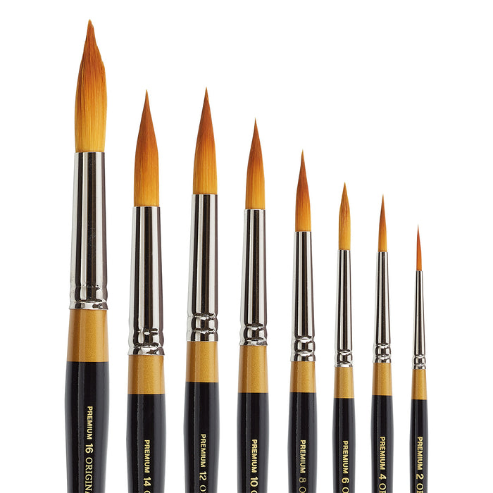 KINGART® Original Gold® Series, Golden Taklon Brushes, Gift Box, Set of 8 - KINGART