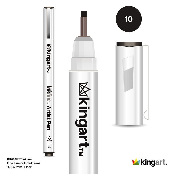 KINGART® Inkline™ Fine Line Art & Graphic Pens, Archival Japanese Ink, Set of 8 Unique Colors, Size 10 - KINGART