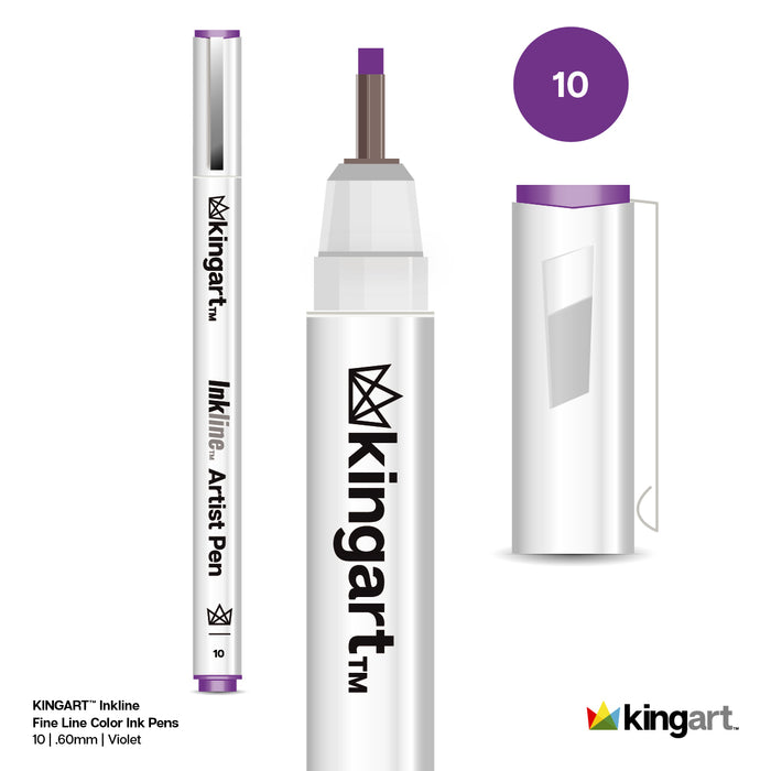 KINGART® Inkline™ Fine Line Art & Graphic Pens, Archival Japanese Ink, Set of 8 Unique Colors, Size 10 - KINGART