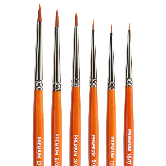 KINGART® Radiant™ Taklon Brushes, Series 6650 Spotter, Set of 6 - KINGART