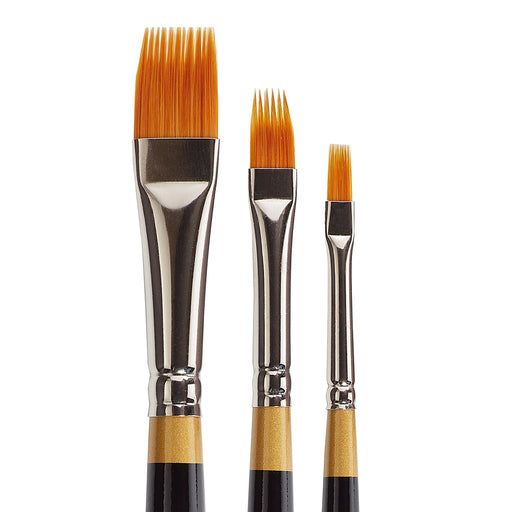 KINGART® Original Gold® 9120 Rake™ Series Golden Taklon Brushes, Set of 3 Unique Sizes - KINGART