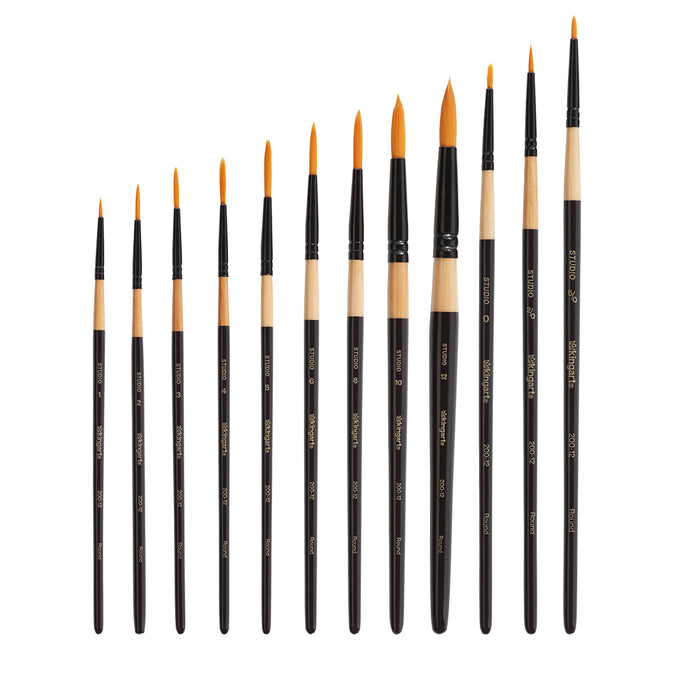 KINGART® Studio Mixed Media Synthetic Brushes, Set of 12 Rounds - KINGART