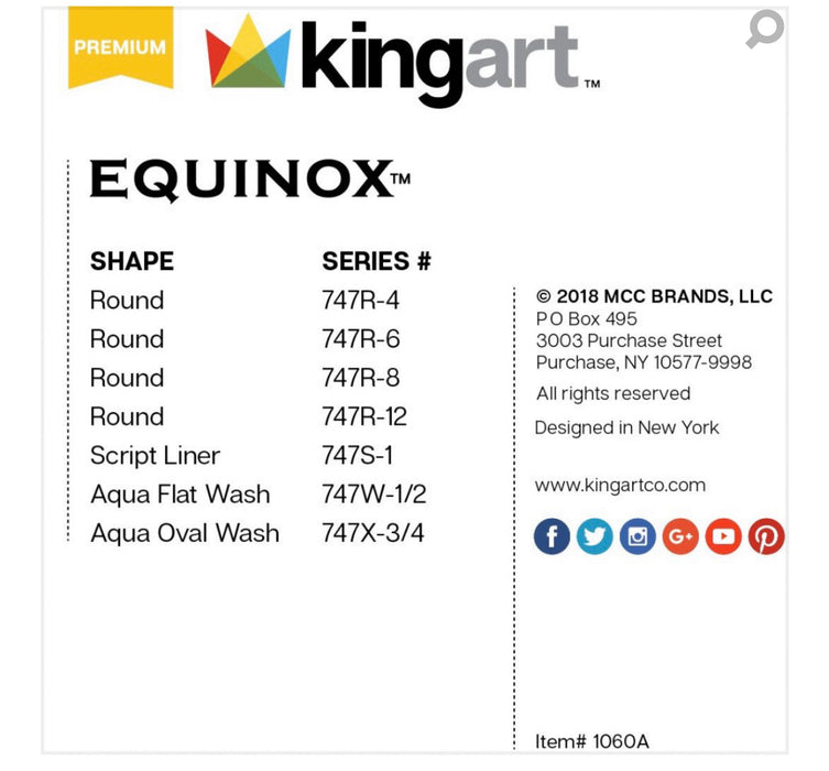 KINGART® Equinox™ Series Synthetic Squirrel Watercolor Artist Brushes, Gift Box, Set of 7 - KINGART