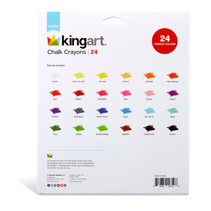 24 PC. CHALK CRAYON SET - Studio - KINGART®