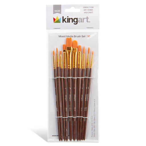 KINGART® Value Pack All-Purpose Art, Craft & Hobby Paint Brushes, Set of 10 - KINGART