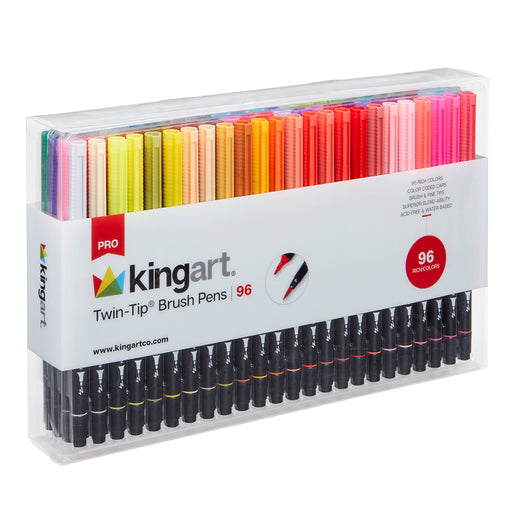 KINGART® PRO Twin-Tip™ 445 Series Brush Pen Art Markers, Set of 96 Unique & Vivid Colors - Pro - KINGART®