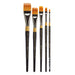 KINGART® Original Gold® 9120 Flat Rake™ Series Premium Golden Taklon Multimedia Artist Brushes, Set of 5 - Premium - KINGART