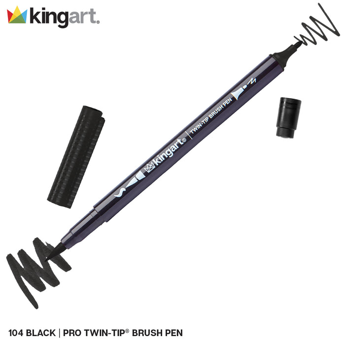 KINGART® PRO Twin-Tip™ 445 Series Single Color Brush Pen Artist Markers (48 colors available) -  - KINGART