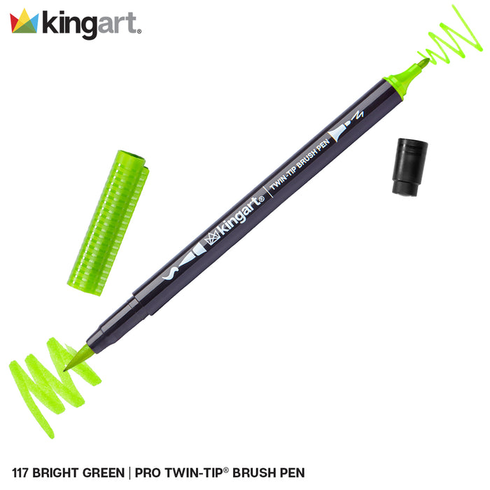 KINGART® PRO Twin-Tip™ 445 Series Single Color Brush Pen Artist Markers (48 colors available) -  - KINGART