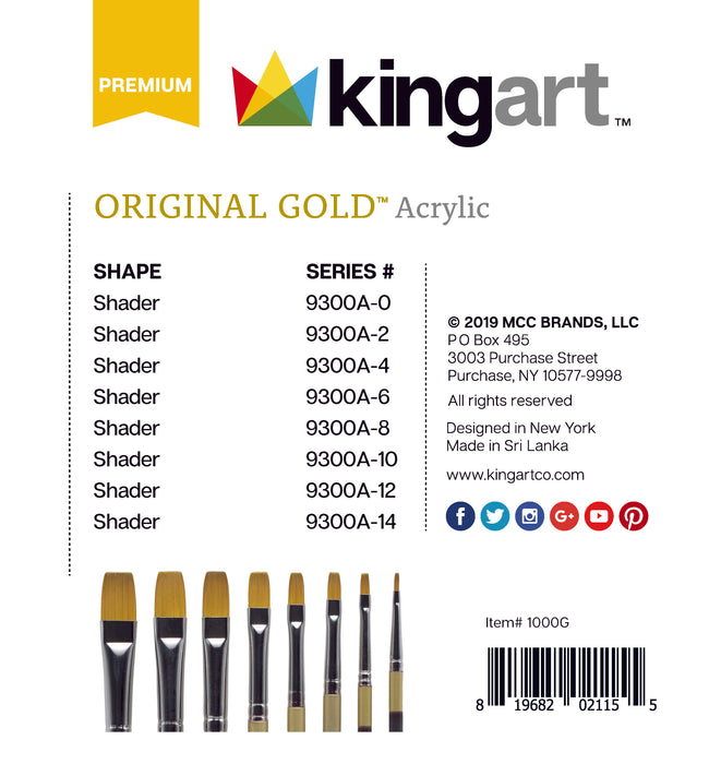 KINGART® Original Gold® Aqua Acrylic Handle Series, Premium Golden Taklon, Multimedia Artist Brushes, Gift Box, Set of 8 - KINGART