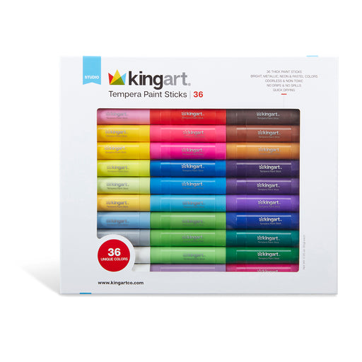 KINGART® Tempera Paint Sticks, Washable, Rich & Creamy, Set of 36 Unique Colors - Studio - KINGART®