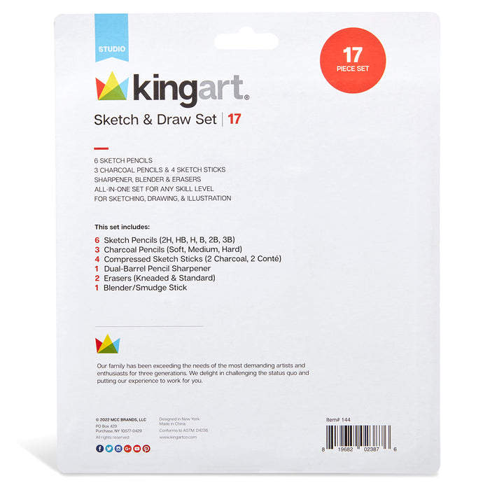 17 PC. SKETCH & DRAW SET - KINGART