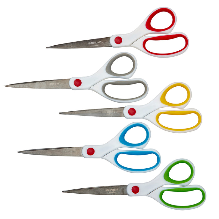 KINGART® Titanium Scissors, Arts & Crafts, Set of 5 - KINGART