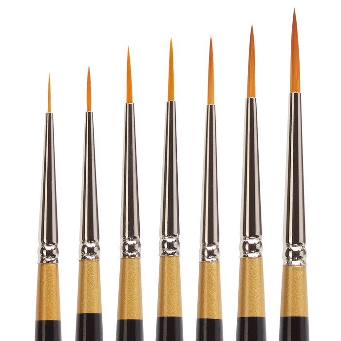 KINGART® Original Gold® 9350 Liner Series, Premium Golden Taklon Multimedia Artist Brushes, Set of 7 - Premium - KINGART®