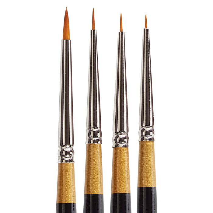 KINGART® Original Gold® 9650 Spotter Series, Premium Golden Taklon Multimedia Artist Brushes, Set of 4 - Premium - KINGART®