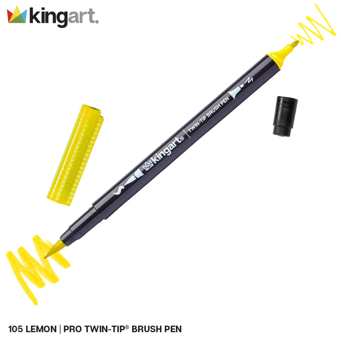 KINGART® PRO Twin-Tip™ 445 Series Single Color Brush Pen Artist Markers (48 colors available) -  - KINGART