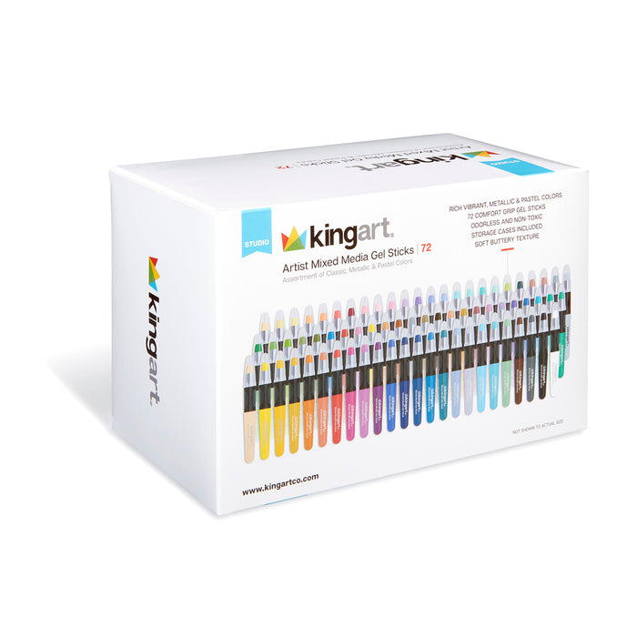 KINGART® Gel Stick Artist Mixed Media Crayons, Set of 72 Unique Colors - KINGART