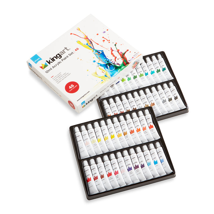 KINGART® Studio Acrylic Paint, 12ml (.4oz), Set of 48 Unique Colors - KINGART