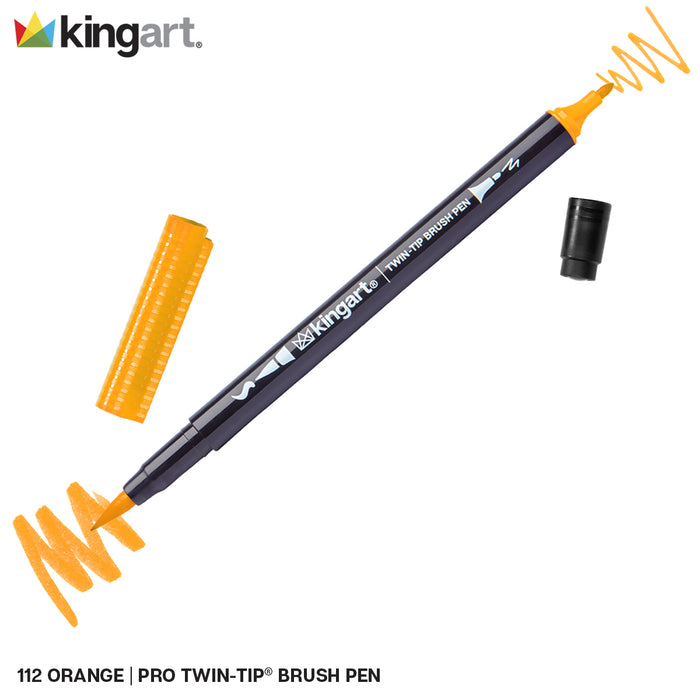 KINGART® PRO Twin-Tip™ 445 Series Single Color Brush Pen Artist Markers (48 colors available) -  - KINGART