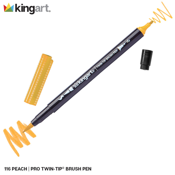 KINGART® PRO Twin-Tip™ 445 Series Single Color Brush Pen Artist Markers (48 colors available) -  - KINGART