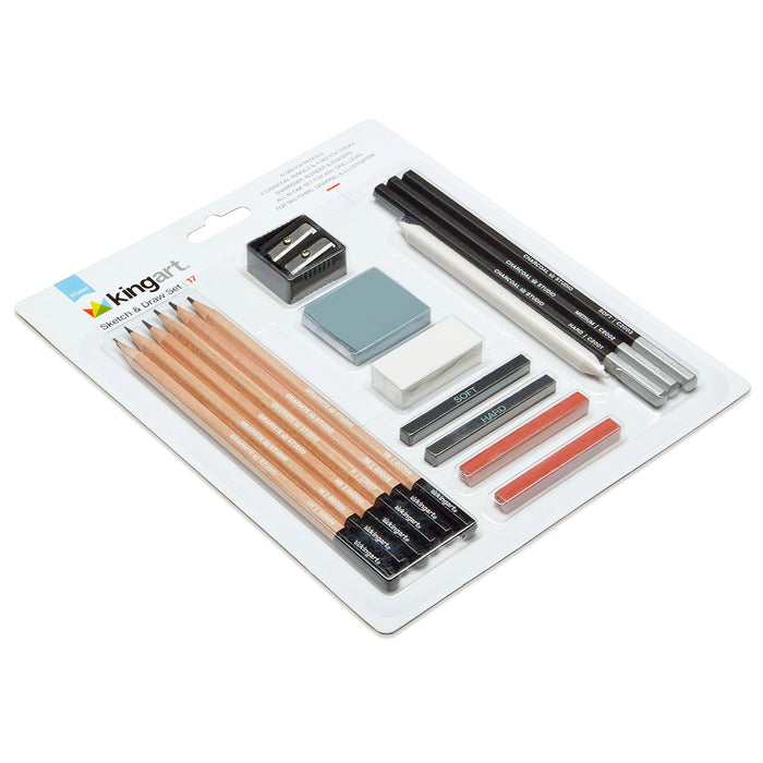 KINGART® Studio Sketch and Drawing Art Pencil Kit, Set of 17 - KINGART