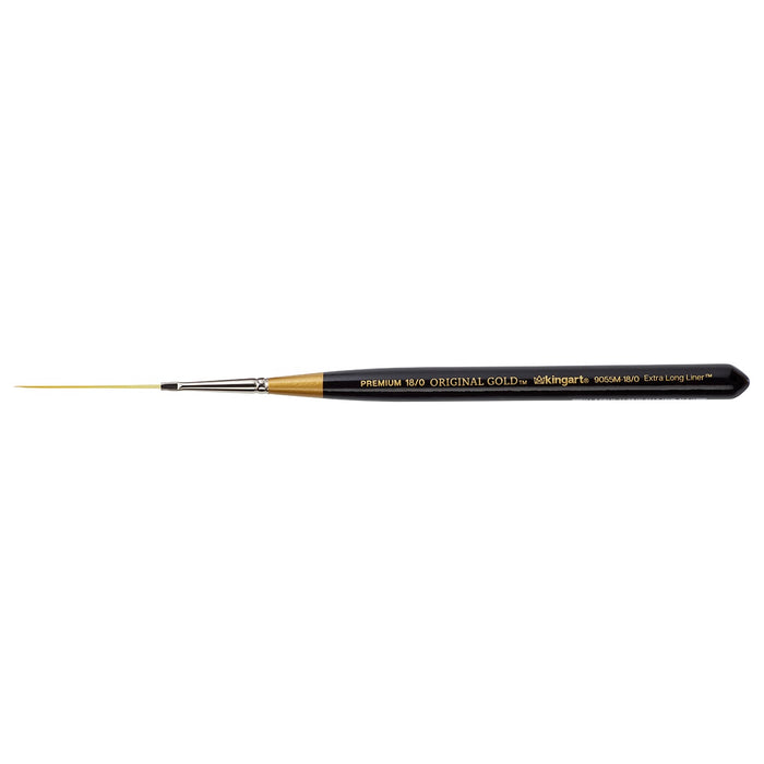 KINGART® Original Gold® 9055M Extra Long Liner Micro Detailer Series, Premium Golden Taklon Multimedia Artist Brushes - KINGART