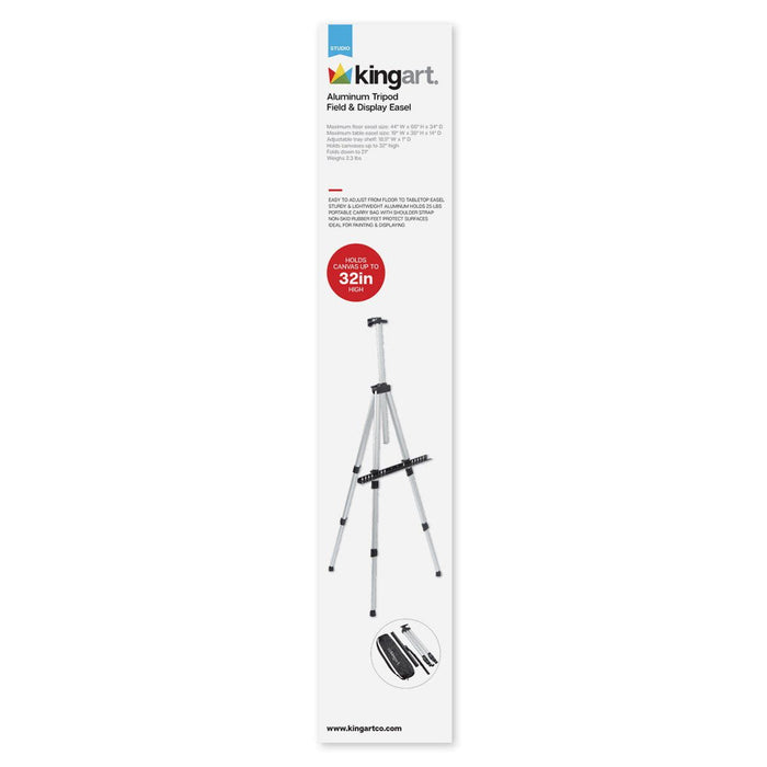 KINGART® Studio Aluminum Tripod Artist Field & Display Easel, 66" Stand - Studio - KINGART®