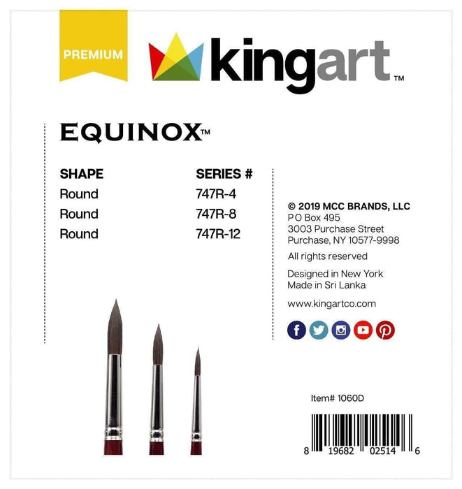 KINGART® Equinox™ Series Synthetic Squirrel Watercolor Artist Brushes, Set of 3 - KINGART