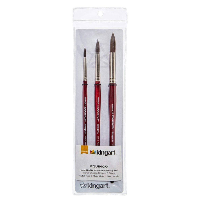 KINGART® Equinox™ Series Synthetic Squirrel Watercolor Artist Brushes, Set of 3 - KINGART