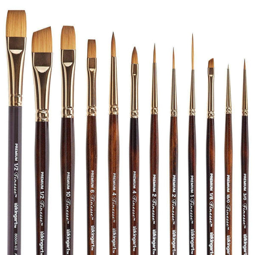 KINGART® Finesse™ Kolinsky Sable Synthetic Blend Brushes, Gift Box, Set of 12 - KINGART