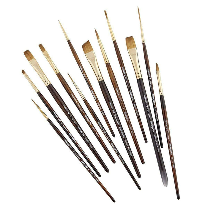 KINGART® Finesse™ Kolinsky Sable Synthetic Blend Brushes, Gift Box, Set of 12 - KINGART