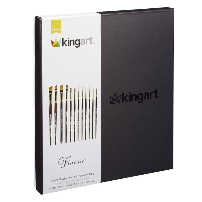 KINGART® Finesse™ Kolinsky Sable Synthetic Blend Brushes, Gift Box, Set of 12 - KINGART