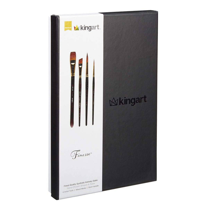 KINGART® Finesse™ Kolinsky Sable Synthetic Blend Brushes, Gift Box, Set of 4 - KINGART