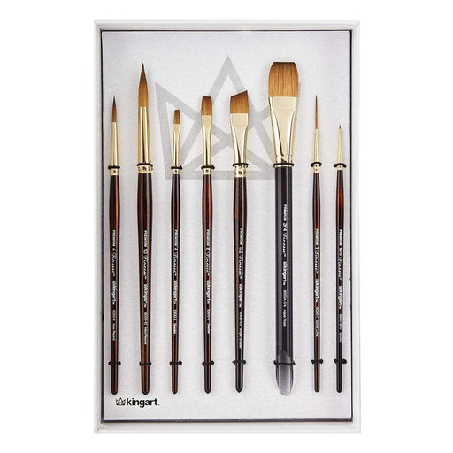 KINGART® Finesse™ Kolinsky Sable Synthetic Blend Brushes, Gift Box, Set of 8 - KINGART