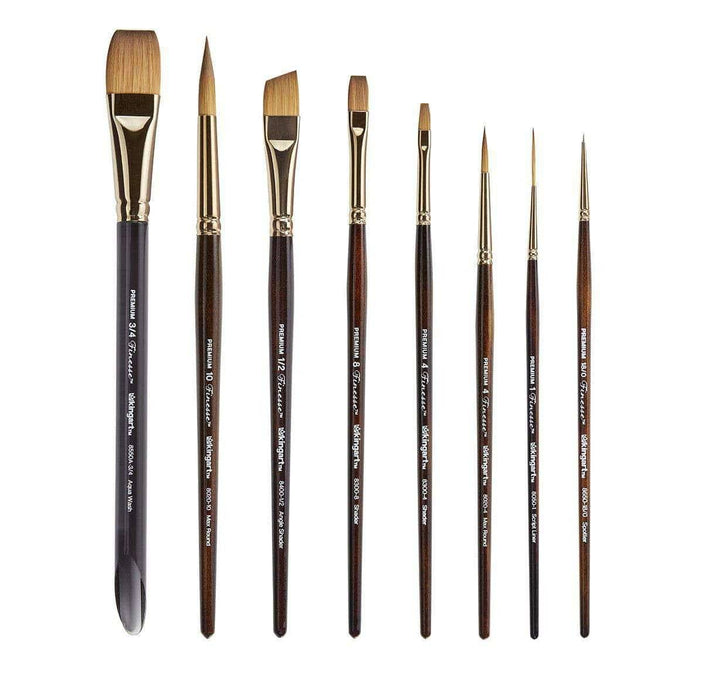 KINGART® Finesse™ Kolinsky Sable Synthetic Blend Brushes, Gift Box, Set of 8 - KINGART