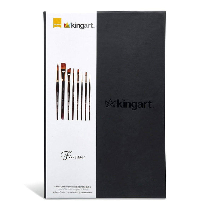 KINGART® Finesse™ Kolinsky Sable Synthetic Blend Brushes, Gift Box, Set of 8 - KINGART