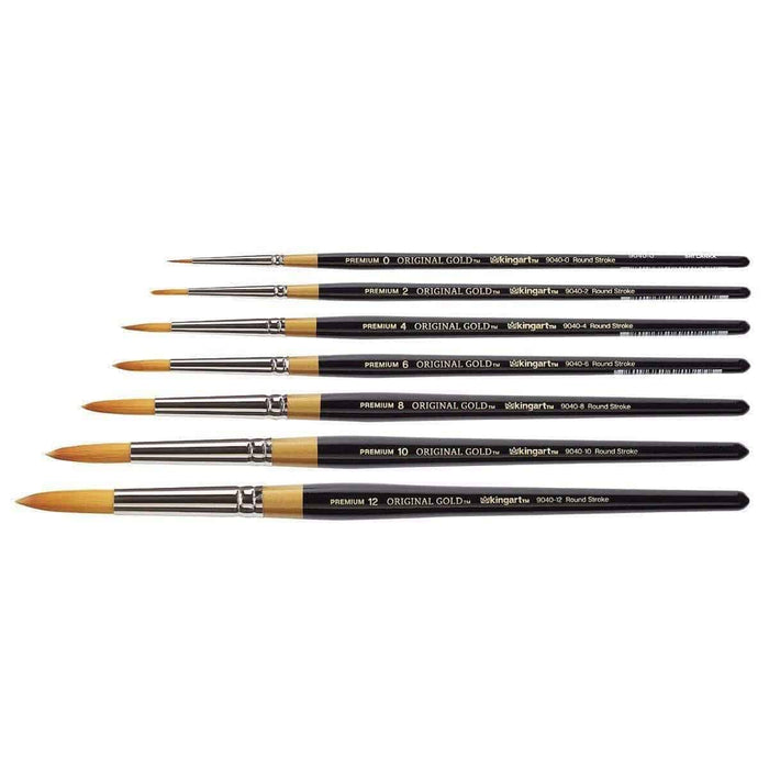 KINGART® Original Gold® 9040 Series, Golden Taklon Round Stroke, Set of 7 - KINGART