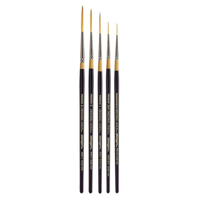 KINGART® Original Gold® 9050 Series, Golden Taklon Script Liner, Set of 5 - KINGART