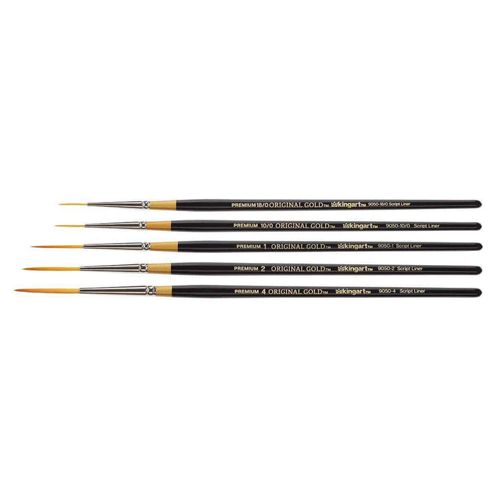 KINGART® Original Gold® 9050 Series, Golden Taklon Script Liner, Set of 5 - KINGART