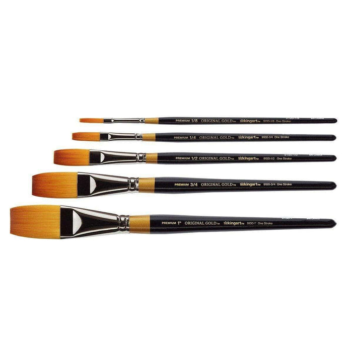 KINGART® Original Gold® 9100 Series, Golden Taklon One Stroke, Set of 5 - KINGART