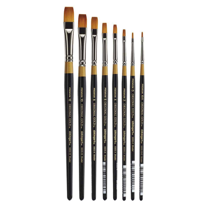 KINGART® Original Gold® 9300 Series, Golden Taklon Shader, Set of 8 - KINGART