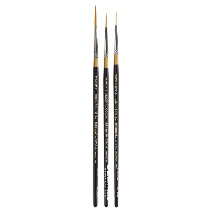 KINGART® Original Gold® 9375 Series, Golden Taklon Mid-Length Liner, Set of 3 - Premium - KINGART®