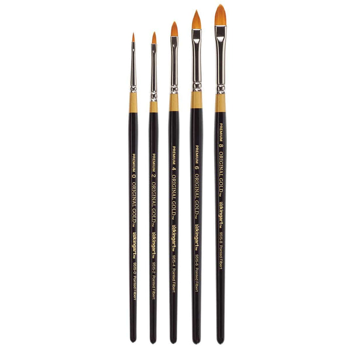 KINGART® Original Gold® 9515 Series, Golden Taklon Pointed Filbert - KINGART